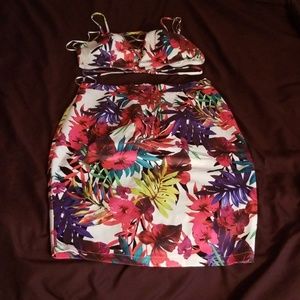 Multi colored pencil skirt set
